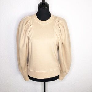 Magali Pascal tan puff pleat shoulder sweatshirt top size Extra Small XS or US 4
